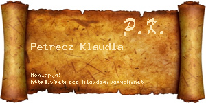 Petrecz Klaudia névjegykártya